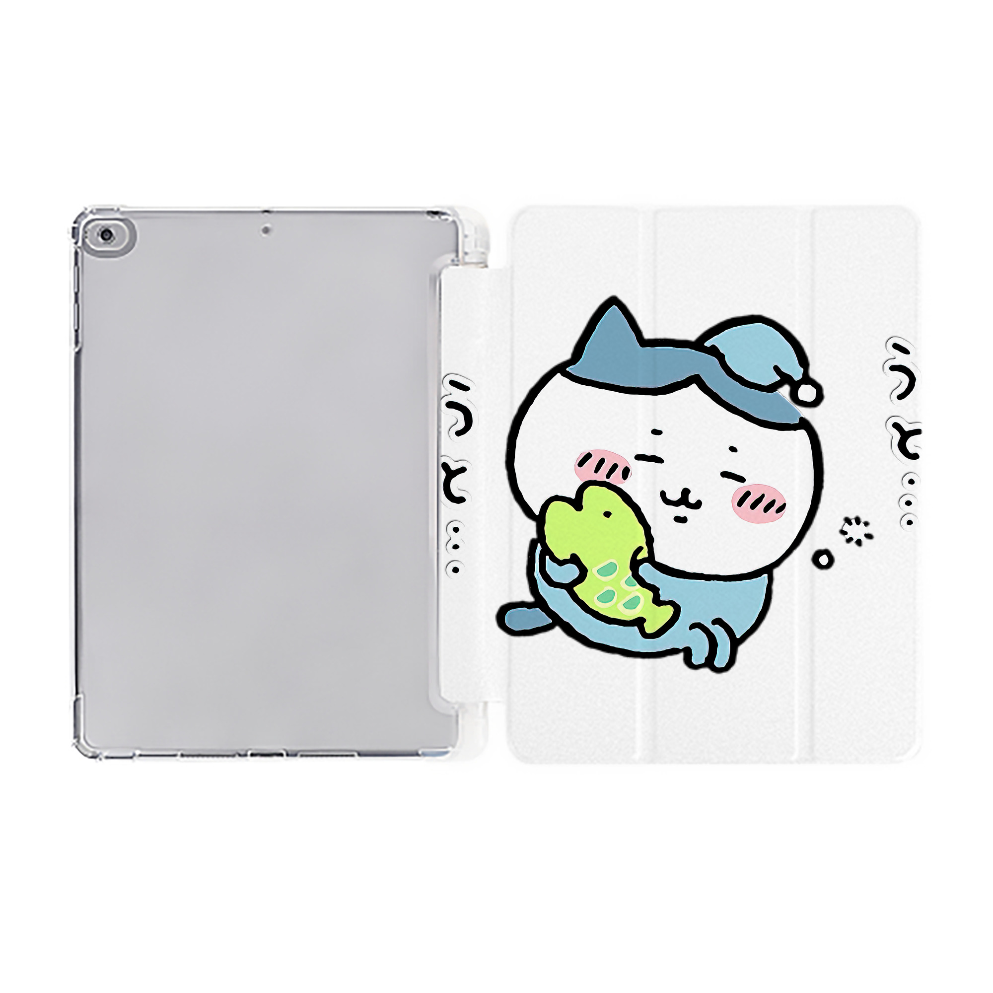 （画像用） ちいかわ ハチワレ Chii-kawa hachiware IPad ケース ペン収納付き 三つ折りスタンド PUレザー×シリコン 対応機種9.5/10.5/10.9インチ